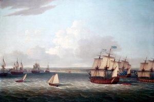 Guerra de los Siete Años (1756-1763): La flota británica entra en el puerto de La Habana (Cuba) el 21 de agosto. de Dominic Serres