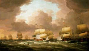 La batalla de la bahía de Quiberon, 20 de noviembre de 1759 de Dominic Serres
