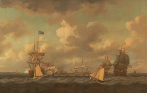 Barcos ingleses fondean con viento fresco de Dominic Serres RA