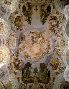 Fresco que decora la cúpula del monasterio de Schussenried por el arquitecto Domenikus Zimmermann (1685-1766) 1730-1731 Schussenried, Alemania de Dominikus Zimmermann