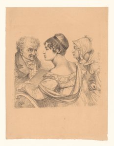 Autorretrato del artista con dos jóvenes como modelos de Dominique Vivant Denon (baron)