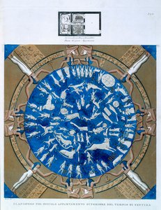 Planisferio astrológico del zodiaco de Dendarah, del techo de la capilla en el Templo de Hathor, Dendarah, Egipto c.1802 de Dominique Vivant Denon