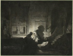 Interior: dos mujeres y un niño dormido de Dominique Vivant Denon