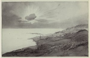 Lyme Regis desde las colinas de Charmouth (litografía) de Donald (after) Maxwell