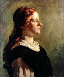 Retrato de una niña con cabello rojo
