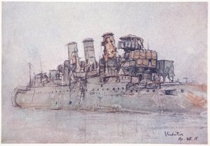 H.M.S. Vindictive, 25 de abril de 1918, ilustración de 