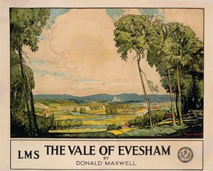 El Valle de Evesham, cartel publicitario de London, Midland and Scottish Railway de Donald Maxwell
