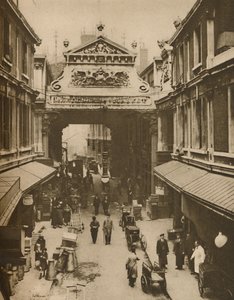 Entrada de Gracechurch Street al Mercado de Leadenhall - Casa de Compensación de la Ciudad para Aves, c. 1935