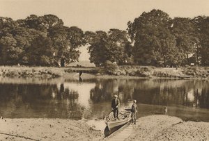 El río de Londres en el ferry de Isleworth mirando hacia los jardines de Kew