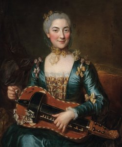 Retrato de una dama tocando una zanfona de Donat Nonotte
