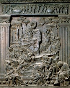 La oración en el Monte de los Olivos (bajorrelieve de la silla a la izquierda, c.1460) de Donatello