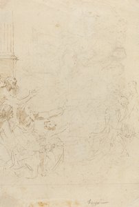 Siete figuras presenciando una ascensión [verso] de Donato Creti