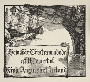 Cómo Tristram permaneció en la corte del Rey Anguish de Irlanda, ilustración de 