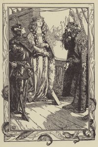 El Rey Angustia entrega a Isolt a Sir Tristram (litografía) de Dora Curtis