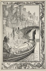 La barca flotó río abajo, ilustración de 