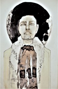 Retrato abstracto con halo de Doris Schmitz