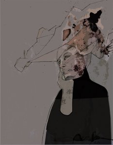Mujer absorta (abstracto)