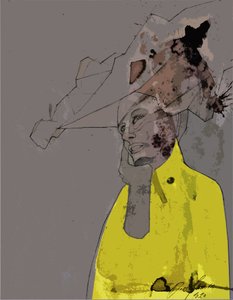 Retrato amarillo abstracto de Doris Schmitz