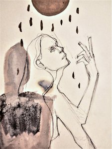 Retrato contemplativo bajo la lluvia de Doris Schmitz