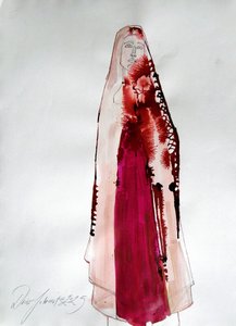Figura envuelta en un manto carmesí de Doris Schmitz