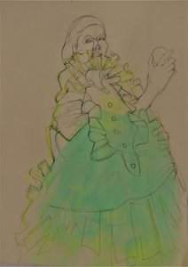 Boceto de una mujer elegante en verde de Doris Schmitz