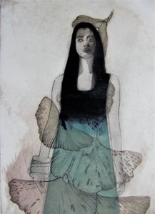 Retrato de una mujer con un ginkgo