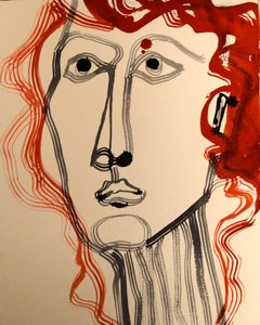 Retrato moderno de una mujer pelirroja