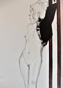 Perfil de un desnudo pensativo
