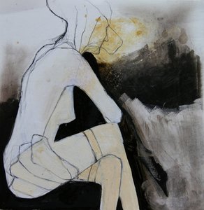 Mujer sentada y pensativa de Doris Schmitz