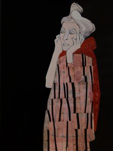 Mujer pensativa vestida de rojo de Doris Schmitz
