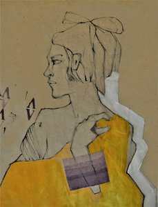 Retrato amarillo pensativo de Doris Schmitz
