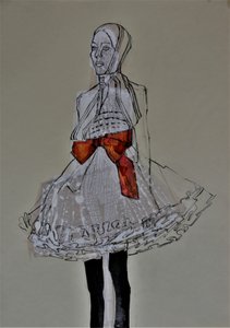 Boceto de moda «Lazo rojo» de Doris Schmitz