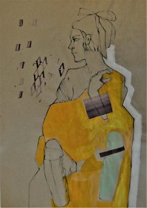 Retrato amarillo reflexivo de Doris Schmitz