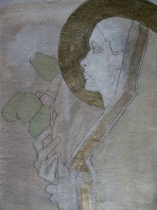 Mujer con aureola dorada