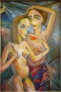 Dos chicas con tulipán de Dorothea Mätzel Johannsen