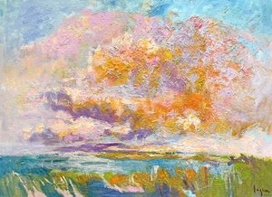Puesta de sol en un cielo nublado lleno de colorido de Dorothy Fagan