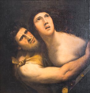 Sátiro y ninfa (óleo sobre lienzo) de Dosso (after) Dossi