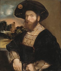Retrato de un hombre con boina negra de Dosso Dossi