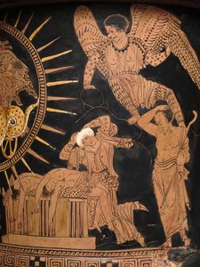 (detalle) de una lekythos de figuras rojas de Douris