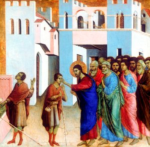 Jesús abre los ojos del hombre nacido ciego, 1311 de Duccio di Buoninsegna
