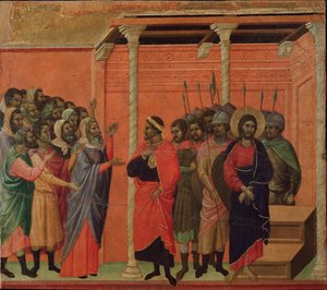 Jesús acusado por los fariseos. Retablo de la Maestà