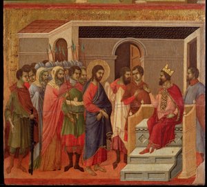 Jesús frente a Herodes. Retablo de la Maestà de Duccio di Buoninsegna