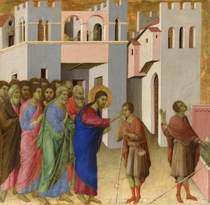 La curación de un hombre nacido ciego de Duccio di Buoninsegna