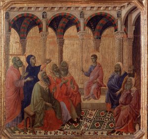 Vida de Jesús: la disputa con los doctores (detalle de la Maestà) de Duccio di Buoninsegna