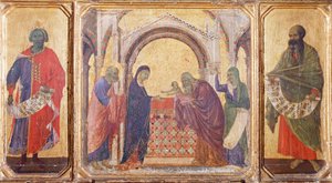 Salomón, presentación en el Templo y el profeta Malaquías (detalle) de Duccio di Buoninsegna