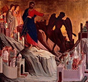 Tentación en el Monte (detalle) de Duccio di Buoninsegna