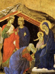 La adoración de los magos (detalle) del retablo Maestà, ca 1308-1311 de Duccio di Buoninsegna