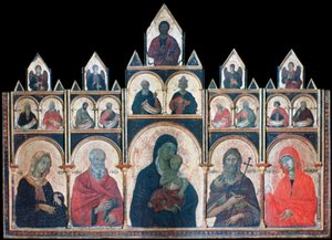 La Santa Virgen con el Niño Jesús y Santos, c. 1278-1318 de Duccio di Buoninsegna