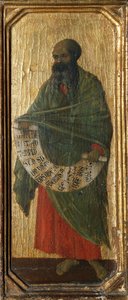 El profeta Malaquías, detalle de la predela del Retablo Maestà en la Catedral de Siena de Duccio di Buoninsegna