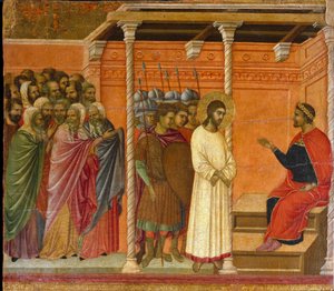 El segundo interrogatorio de Cristo por Poncio Pilato - Parte trasera del retablo de la Maestà
